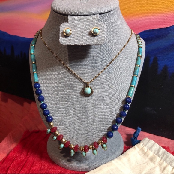 Chloe & Isabel Positano Convertible Turquoise Necklace And Earrings. - Picture 4 of 5